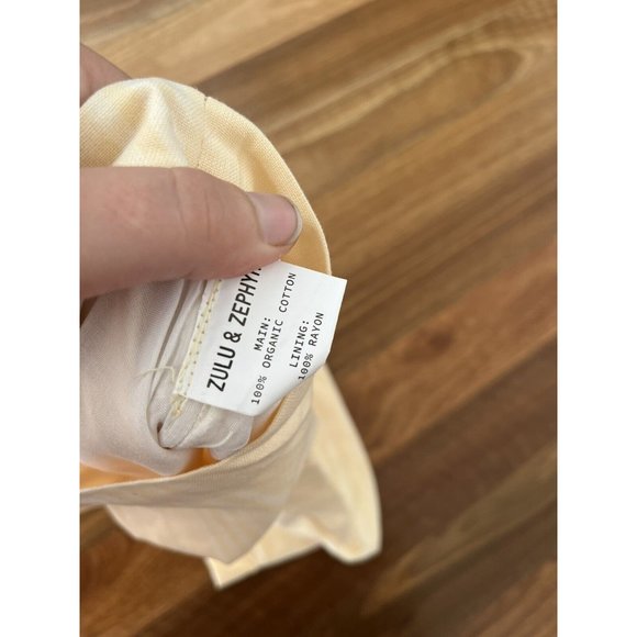 Zulu and zephyr High Waisted shorts pale yellow stipe Au10 Organic Cotton Zip - Picture 5 of 5